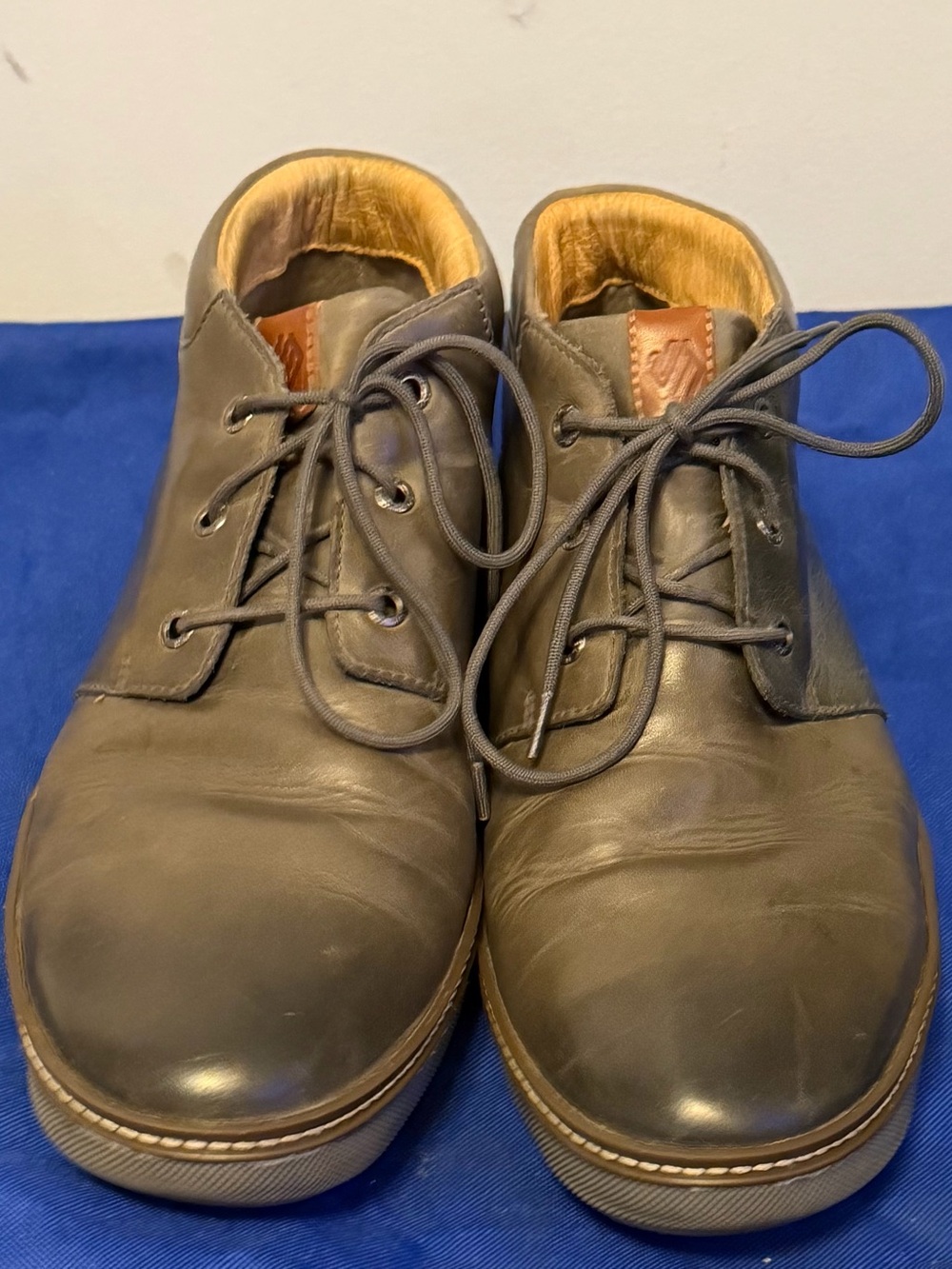 Men's Grey 100% Leather lace up Casual Shoes